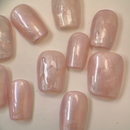 Handmade silver cat-eye press-on nails with shimmering magnetic effect, Vlei Nails Cape Town South Africa.