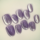 Handmade orchid-inspired press-on nails with shine finish
