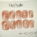 Handmade press-on nails inspired by sunset colors