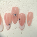 Starry Nude French press-on nails with subtle sparkle