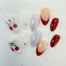 Pink cat-eye press-on nails with glossy shimmer, handcrafted by Vlei Nails Cape Town.
