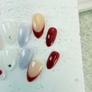 Pink cat-eye press-on nails with glossy shimmer, handcrafted by Vlei Nails Cape Town.
