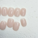 Milky nude short square press-on nails with glossy finish