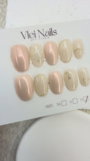 Peachy Blossom almond shape press on nails