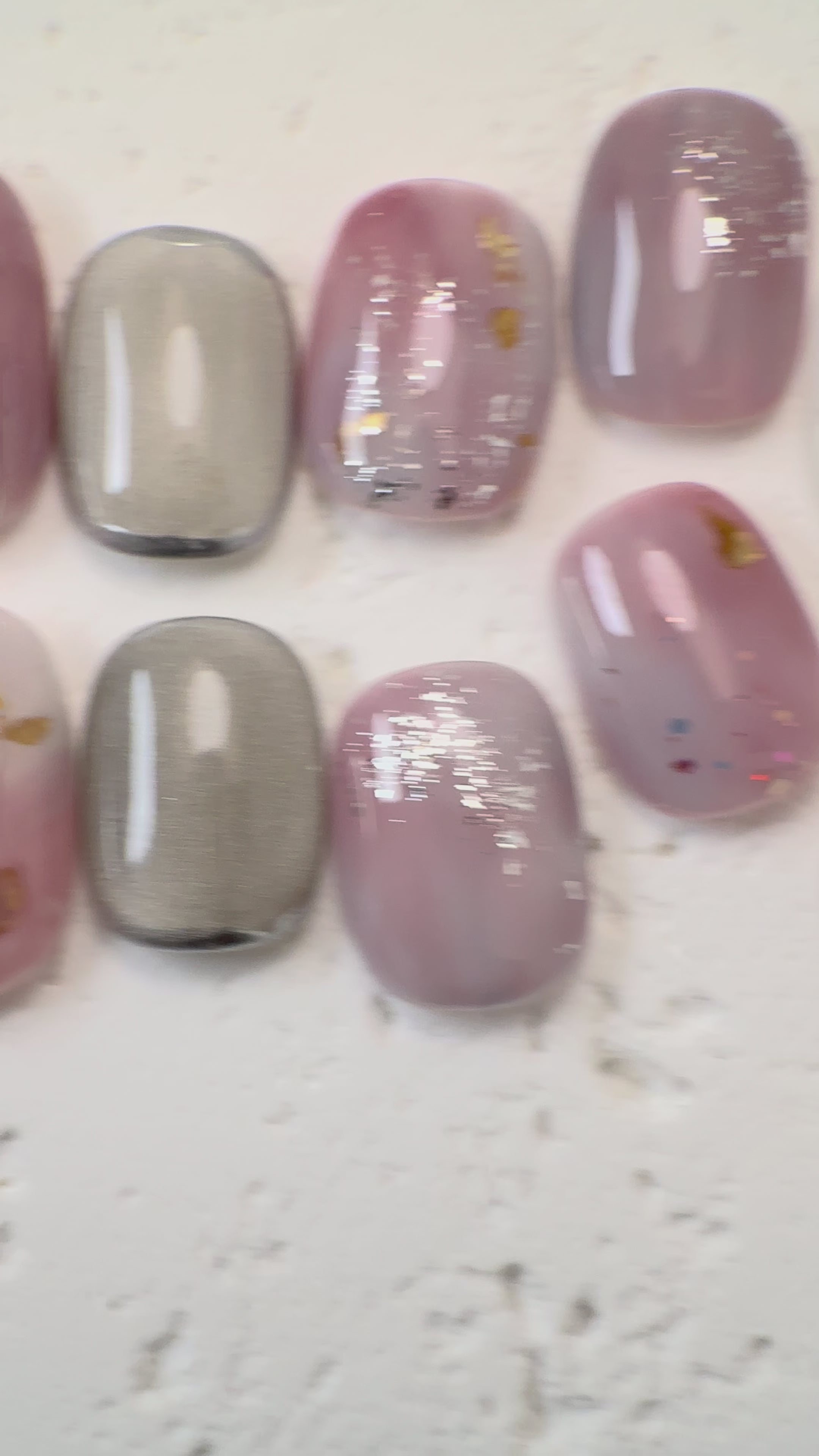 Handmade midnight cat-eye press-on nails with shimmering magnetic effect, Vlei Nails Cape Town South Africa.
