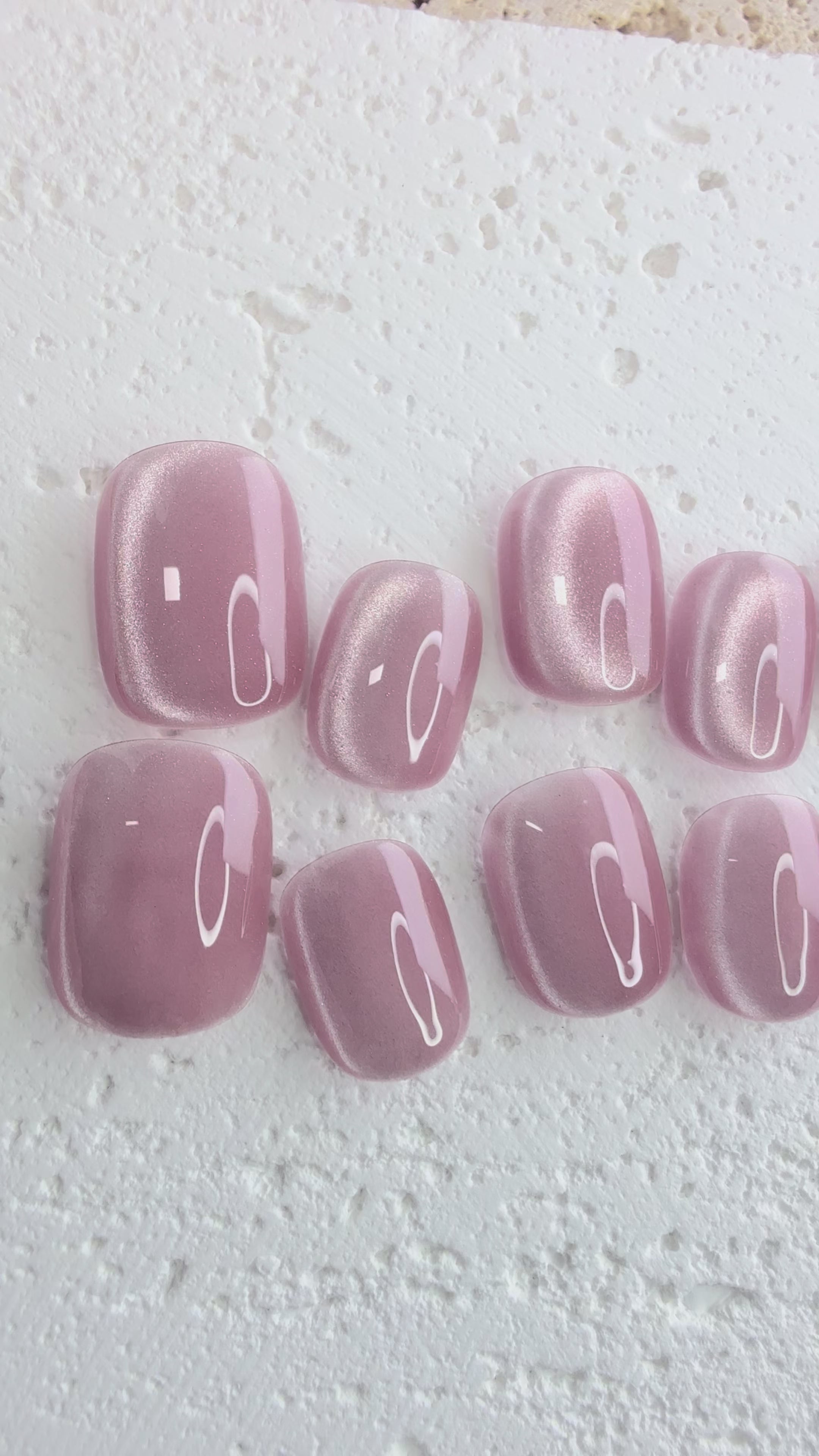 Pink rose jelly press-on nails with soft translucent pink finish