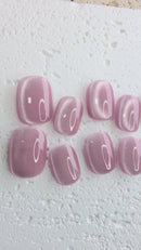 Pink rose jelly press-on nails with soft translucent pink finish